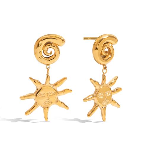 Stainless Steel Drop Earring, 304 Stainless Steel, plated, fashion jewelry & for woman & hollow, golden, Sold By Pair