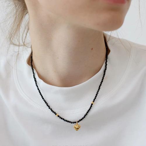 Collier bijoux de pierre gemme, Spinelle, avec Acier inoxydable 304, Placage, bijoux de mode, couleurs mélangées, 3mm, Longueur:Environ 21-50 , Vendu par PC