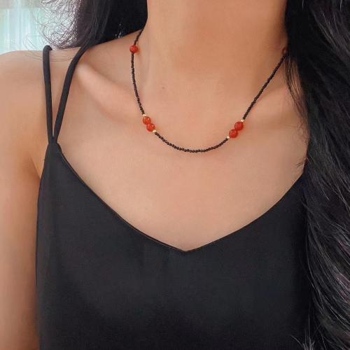 Collier bijoux de pierre gemme, Spinelle, avec Acier inoxydable 304, Placage, bijoux de mode, couleurs mélangées, 39cm+5cm extended chain, Vendu par PC
