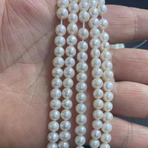 Perlas Patata Freshwater, Perlas cultivadas de agua dulce, Ligeramente redondo, Bricolaje & diverso tamaño para la opción, Blanco, Vendido para 38 cm Sarta