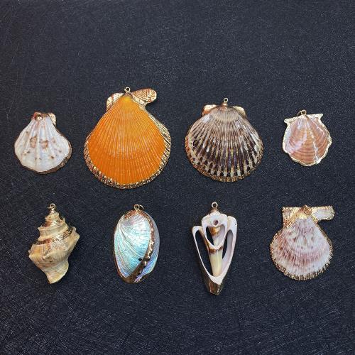 Shell Pendants, plated, DIY, more colors for choice, Sold By PC