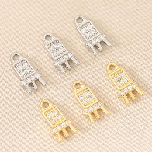 Cubic Zirconia Micro Pave Brass Pendant, plated, DIY & micro pave cubic zirconia, more colors for choice, nickel, lead & cadmium free, 10PCs/Bag, Sold By Bag