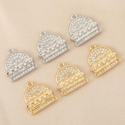 Cubic Zirconia Micro Pave Brass Pendant, plated, DIY & micro pave cubic zirconia, more colors for choice, nickel, lead & cadmium free, 10PCs/Bag, Sold By Bag