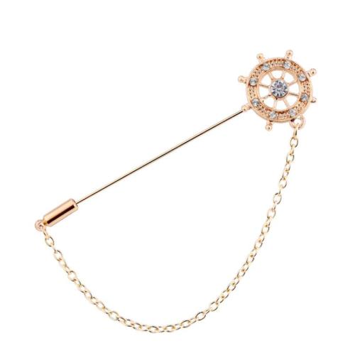 Tibetan Style Brooches, Anchor, plated, for man & with rhinestone, more colors for choice, 70x15mm, Sold By PC