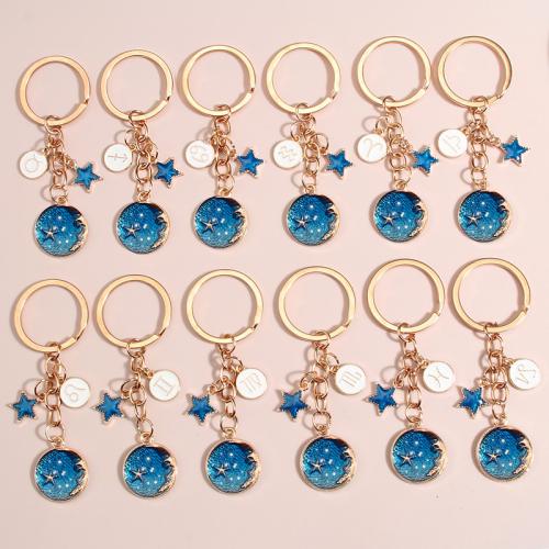 Bag Purse Charms Keyrings Keychains, Tibetan Style, 12 Signs of the Zodiac, gold color plated, Unisex & different styles for choice & enamel, 100x30mm, Sold By PC
