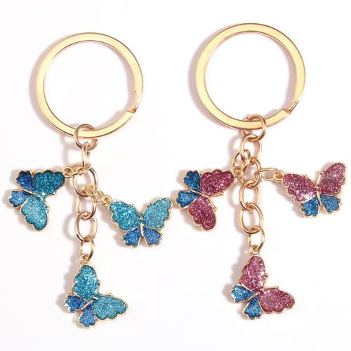Bag Purse Charms Keyrings Keychains, Tibetan Style, with Crystal, Butterfly, gold color plated, fashion jewelry & Unisex, more colors for choice, 90x30mm, Sold By PC