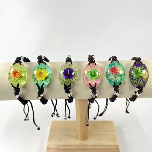 Resin Bracelet, with Dried Flower & Polyester Cord, Unisex & luminated, more colors for choice, Length:Approx 6-10 Inch, Sold By PC