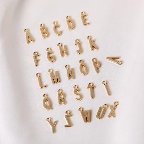 Pendentif alphabet en zinc, alliage de zinc, Lettre d’alphabet, Placage de couleur d'or, DIY & styles différents pour le choix, 16x10x6mm, Vendu par PC