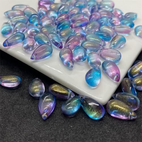 Plated Lampwork Beads, Teardrop, DIY, more colors for choice, 8x14mm, Sold By PC