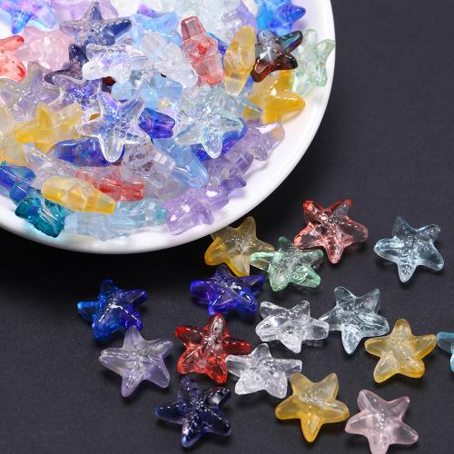Plated Lampwork Beads, Starfish, random style & DIY, mixed colors, 14mm, 100PCs/Bag, Sold By Bag
