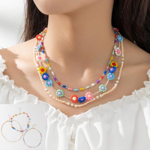 Verkupferter Kunststoff Halskette, mit Seedbead, Modeschmuck, keine, verkauft von setzen