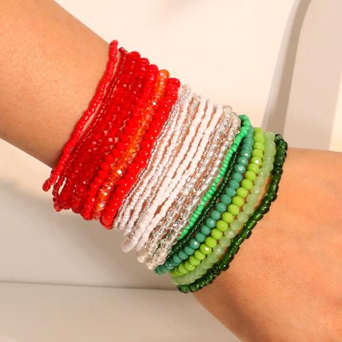 Fashion Bracelet & Bangle Jewelry, Crystal, with Seedbead, fashion jewelry, more colors for choice, 21/Set, Sold By Set