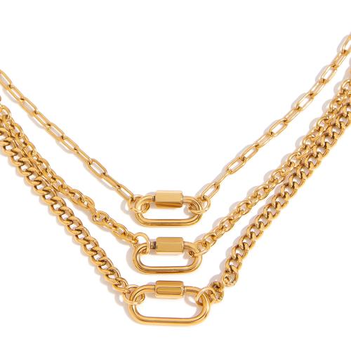 Stainless Steel Jewelry Necklace, 304 Stainless Steel, plated, fashion jewelry & different styles for choice & for woman, golden, Sold By PC