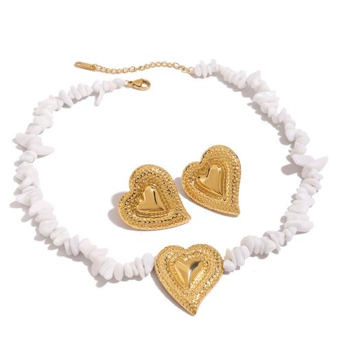 Fashion Stainless Steel Jewelry Sets, 304 Stainless Steel, with Stone, plated, fashion jewelry & different styles for choice & for woman, golden, Sold By PC