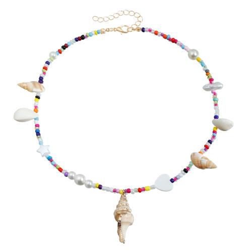 Collar de Nácar, Seedbead, con Nácar & Perlas plásticas, chapado, Joyería & para mujer, multicolor, Vendido por UD