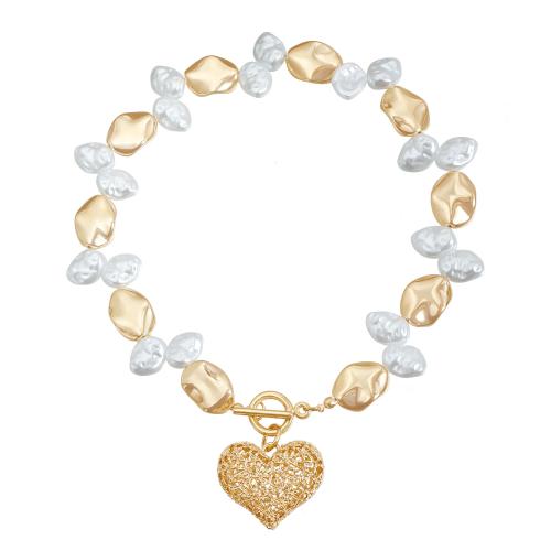 Tibetan Style Jewelry Necklace, with Plastic Pearl, plated, fashion jewelry & for woman, golden, Sold By PC