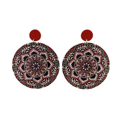 Pendiente de madera, fundición, con madera, barniz de secado al horno, Joyería & para mujer, más colores para la opción, Vendido por Par