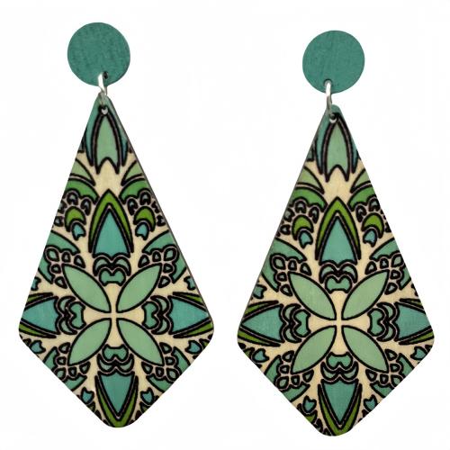 Pendiente de madera, fundición, con madera, barniz de secado al horno, Joyería & para mujer, más colores para la opción, Vendido por Par