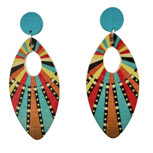 Pendiente de madera, fundición, con madera, barniz de secado al horno, Joyería & para mujer & hueco, más colores para la opción, Vendido por Par