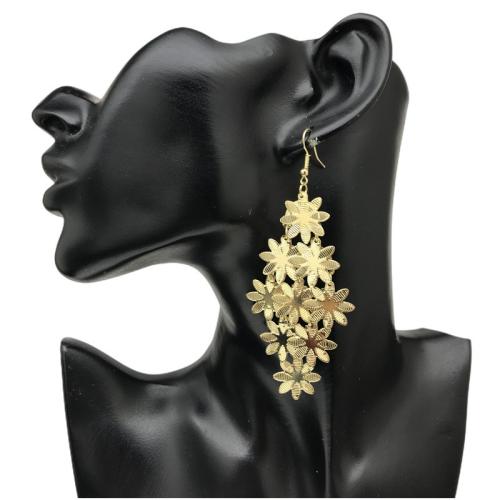 Pendientes de Hierro, fundición, Flor, chapado, Joyería & para mujer, dorado, Vendido por Par