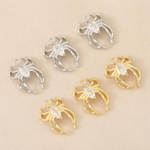 Cubique Pendentif en laiton zircon pavent, araignée, Placage, DIY & pavé de micro zircon, plus de couleurs à choisir, 10PC/sac, Vendu par sac