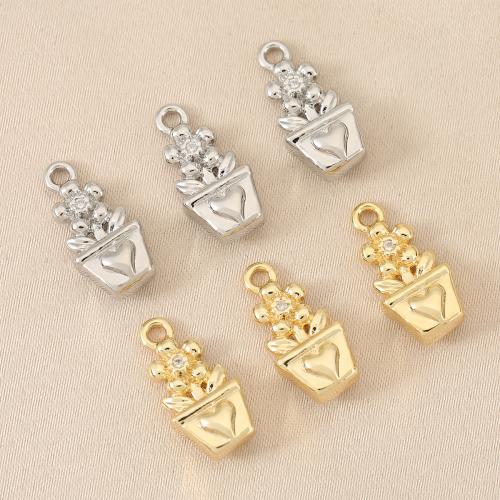 Cubique Pendentif en laiton zircon pavent, En forme de l'emportement, Placage, DIY & pavé de micro zircon, plus de couleurs à choisir, protéger l'environnement, sans nickel, plomb et cadmium, 10PC/sac, Vendu par sac
