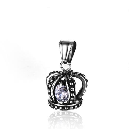 Stainless Steel Pendants, 304 Stainless Steel, Crown, DIY & with rhinestone & hollow, more colors for choice, 18x20mm, Sold By PC