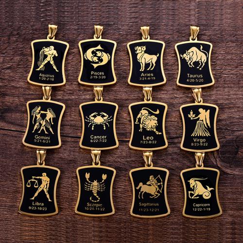 Titanium Steel Pendants, gold color plated, DIY & different designs for choice & epoxy gel, 26x39mm, Sold By PC