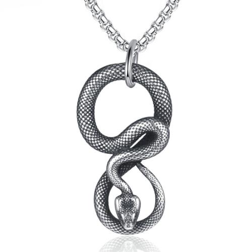 Acier titane collier, serpent, Vintage & pour homme, couleur originale, Longueur:Environ 23.6 pouce, Vendu par PC