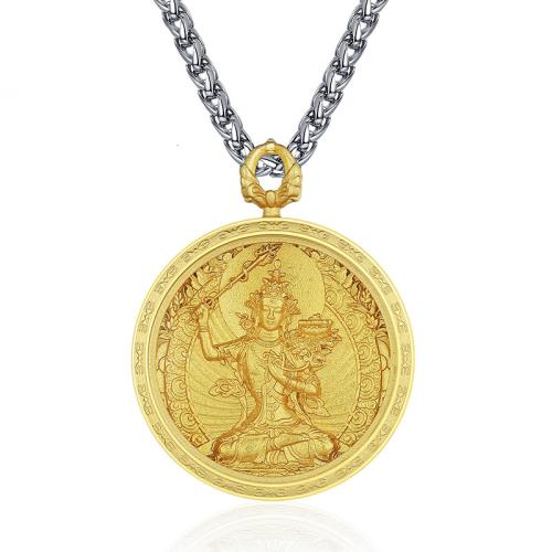 Titanstahl Halskette, flache Runde, plattiert, buddhistischer Schmuck & unisex & verschiedene Stile für Wahl, Länge:ca. 27.6 ZollInch, verkauft von PC