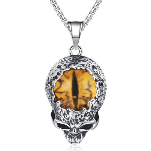 Acier titane collier, avec Acrylique, crane, Vintage & pour homme, plus de couleurs à choisir, Longueur:Environ 23.6 pouce, Vendu par PC
