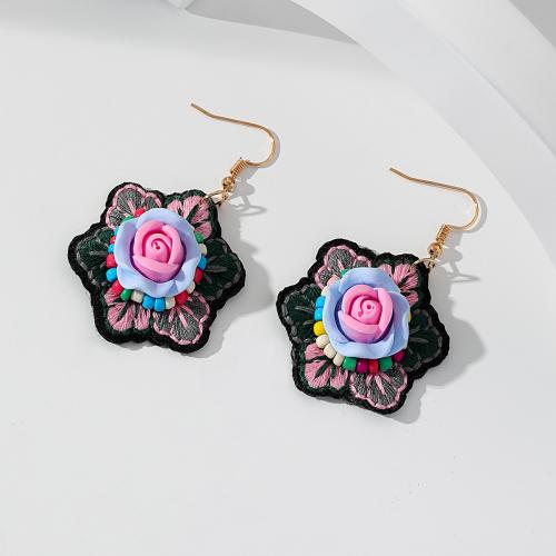 Boucle d'oreille résine, tissu, avec résine, bijoux de mode, plus de couleurs à choisir, Vendu par paire