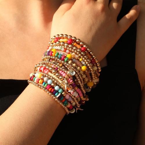 Bijoux bracelets de mode, Pierre naturelle, avec Seedbead & verre & plastique revêtu de cuivre & alliage de zinc, bijoux de mode, plus de couleurs à choisir, 18PC/fixé, Vendu par fixé