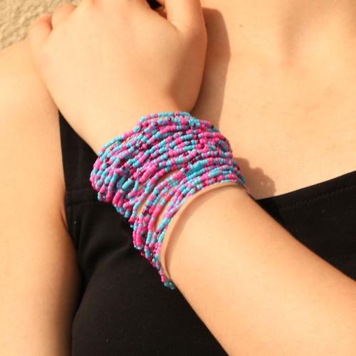 Glass Beads Bracelet, with Seedbead, fashion jewelry, more colors for choice, 28PCs/Set, Sold By Set