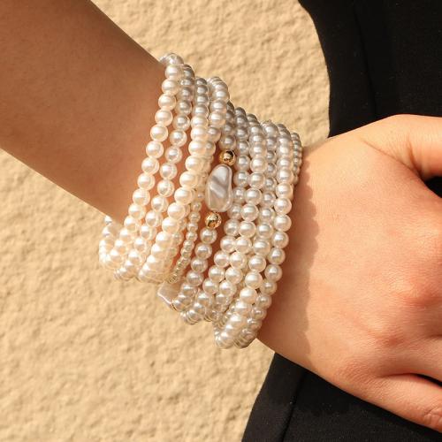 Plastic Bracelet, ABS Plastic Pearl, fashion jewelry, more colors for choice, 12PCs/Set, Sold By Set