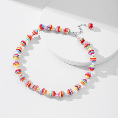 Collier résine, perle résine, avec Plastique ABS perle & alliage de zinc, bijoux de mode, plus de couleurs à choisir, Vendu par fixé