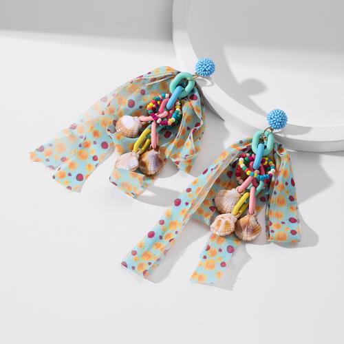 Muschel Ohrringe, mit Stoff & Glas & Zinklegierung & Acryl, Modeschmuck, keine, verkauft von Paar