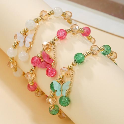 Stainless Steel Jewelry Bracelet, 304 Stainless Steel, with Glass Beads, fashion jewelry, more colors for choice, 3PCs/Set, Sold By Set