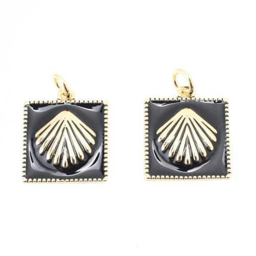 Brass Jewelry Pendants,  Square, gold color plated, DIY & enamel, 16.50x14x2.50mm, Sold By PC
