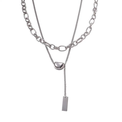Stainless Steel Jewelry Necklace, 304 Stainless Steel, plated, Double Layer & fashion jewelry & for woman, original color, Sold By PC