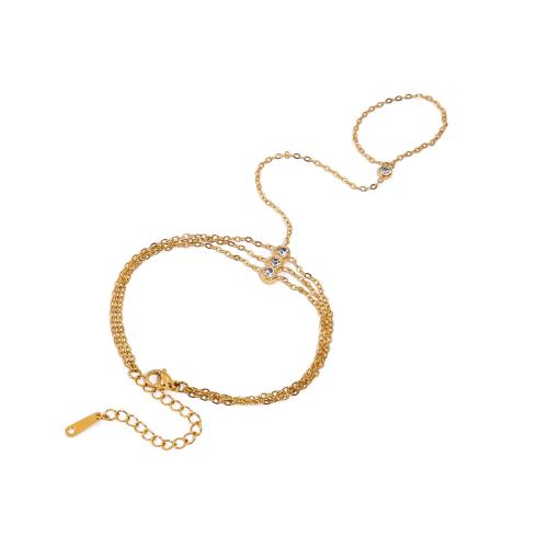 Zirkonia Edelstahl-Finger- Ring, 304 Edelstahl, 18K vergoldet, Modeschmuck & Micro pave Zirkonia & für Frau, verkauft von PC