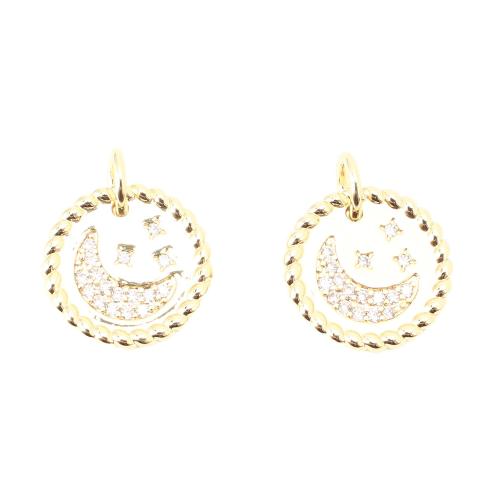 Befestigter Zirkonia Messing Anhänger, DIY & Micro pave Zirkonia, goldfarben, 12.25x12x1.50mm, verkauft von PC