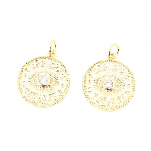 Cubic Zirconia Micro Pave Brass Pendant, DIY & micro pave cubic zirconia & hollow, gold, 15.50x13.50x2.50mm, Sold By PC