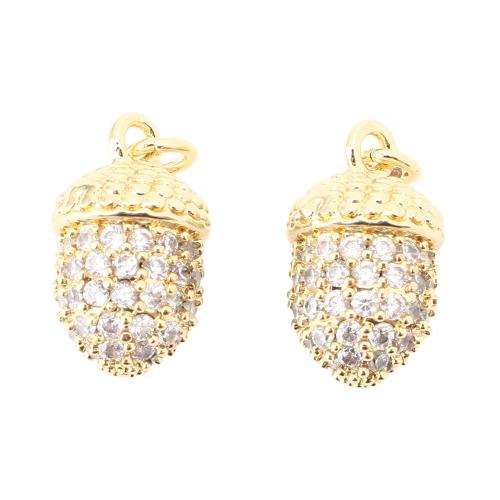 Цирконий Micro Pave латунь подвеска, Латунь, DIY & инкрустированное микро кубического циркония, Золотой, 15x9x9mm, продается PC