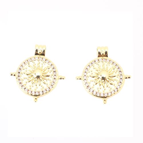 Цирконий Micro Pave латунь подвеска, Латунь, DIY & инкрустированное микро кубического циркония, Золотой, 17x15.50x2.50mm, продается PC