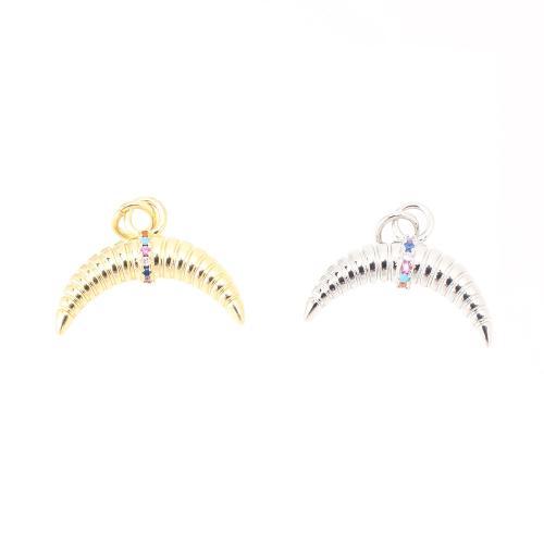 Cubic Zirconia Micro Pave Brass Pendant, Horn, DIY & micro pave cubic zirconia, more colors for choice, 13.50x19x4mm, Sold By PC