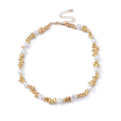 CCB Necklaces, Copper Coated Plastic, with Plastic Pearl, plated, fashion jewelry & different styles for choice & for woman, more colors for choice, Sold By PC