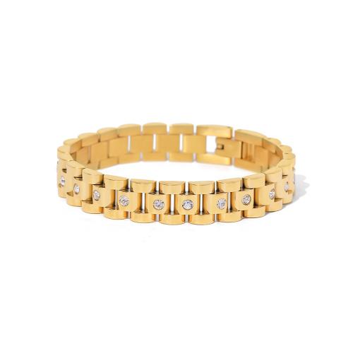 Stainless Steel Bangle, 304 Stainless Steel, with Cubic Zirconia, 18K gold plated, fashion jewelry & different styles for choice & for woman, Sold By PC