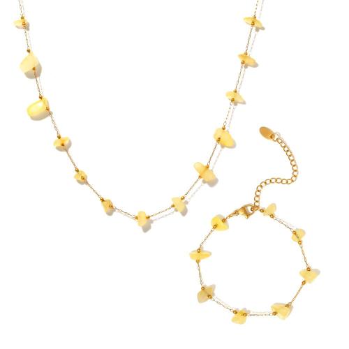 Parures de bijoux en acier inoxydable, Acier inoxydable 304, avec Angelite, Placage, bijoux de mode & styles différents pour le choix & pour femme, doré, Vendu par PC