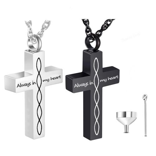 304 Stainless Steel Cinerary Casket Pendant, Cross, plated, DIY, more colors for choice, 31.75x5.84mm, Sold By PC